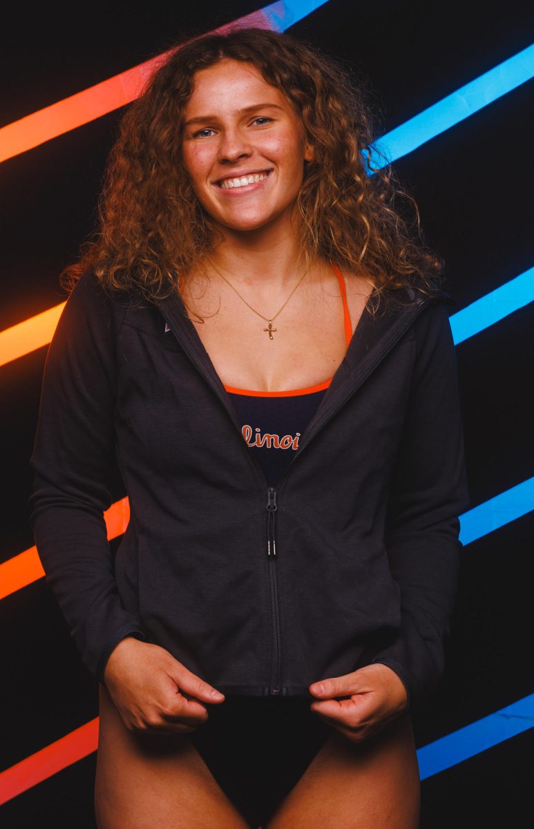 Audrey Cavaliere '25 poses in her uniform for her University of Illinois Urbana-Champaign photoshoot (photo courtesy of Cavaliere)