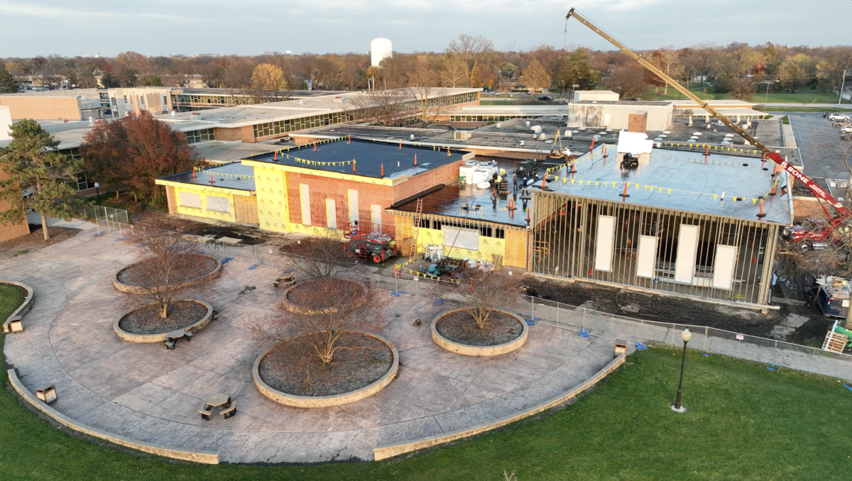 Happ Builders working on the roof of the new music rooms (courtesy of Greg Gardner).