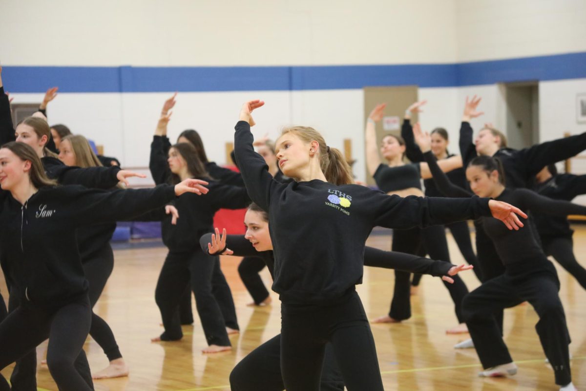 Maeve McCormak '26 rehearses lyrical dance at Poms practice on Jan. 24 in the NC Dance Gym (Grigsby/LION)