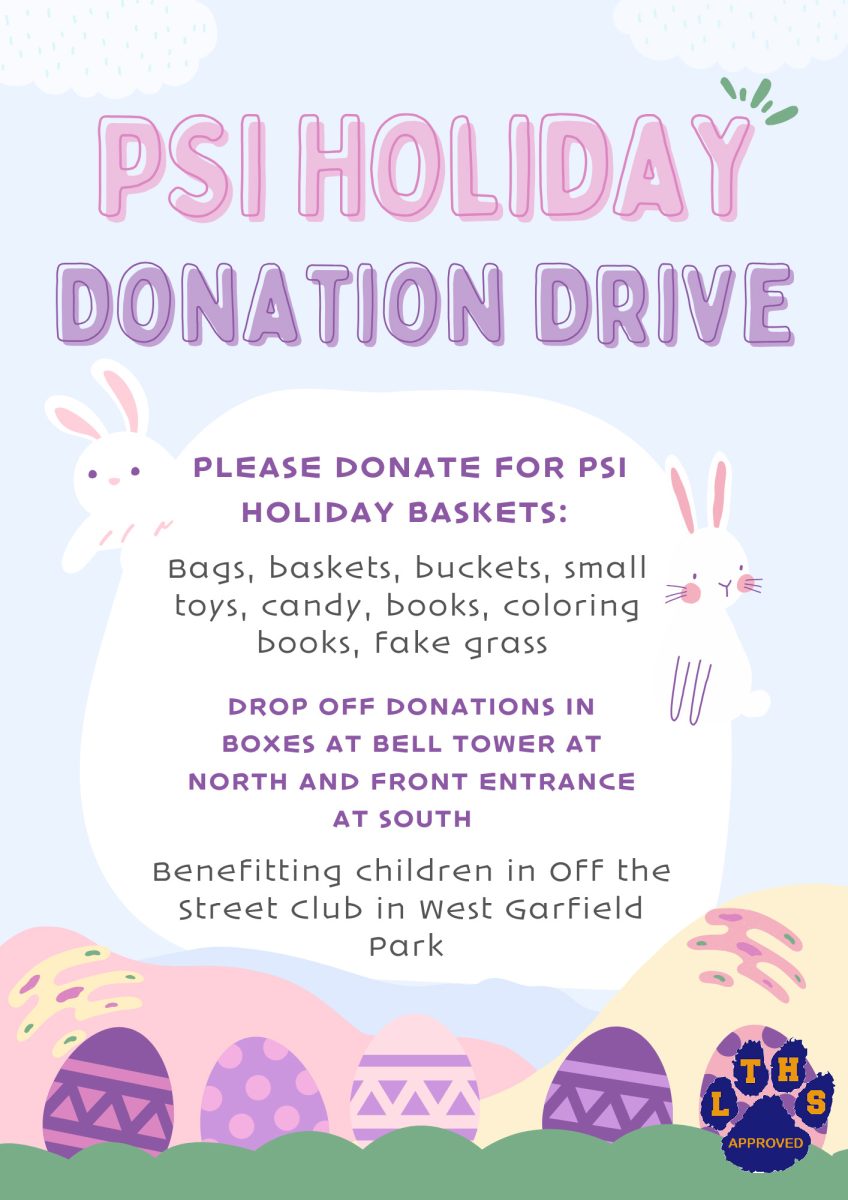 PSI club looks to collect donations with this flyer (courtesy of Harbin).